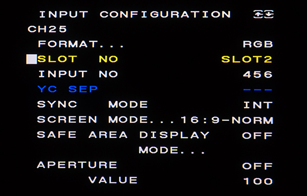 Sony BVM-D32E1WE input configuration